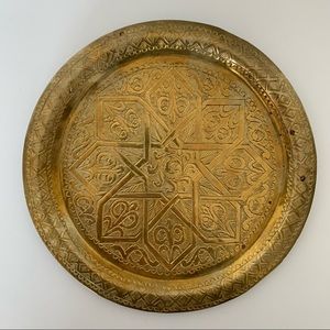 Anthropologie Antique Moroccan Etched Juif Plate Brass